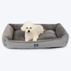 HUFT Furry Paradise Lounger Bed For Dog - Dark Grey