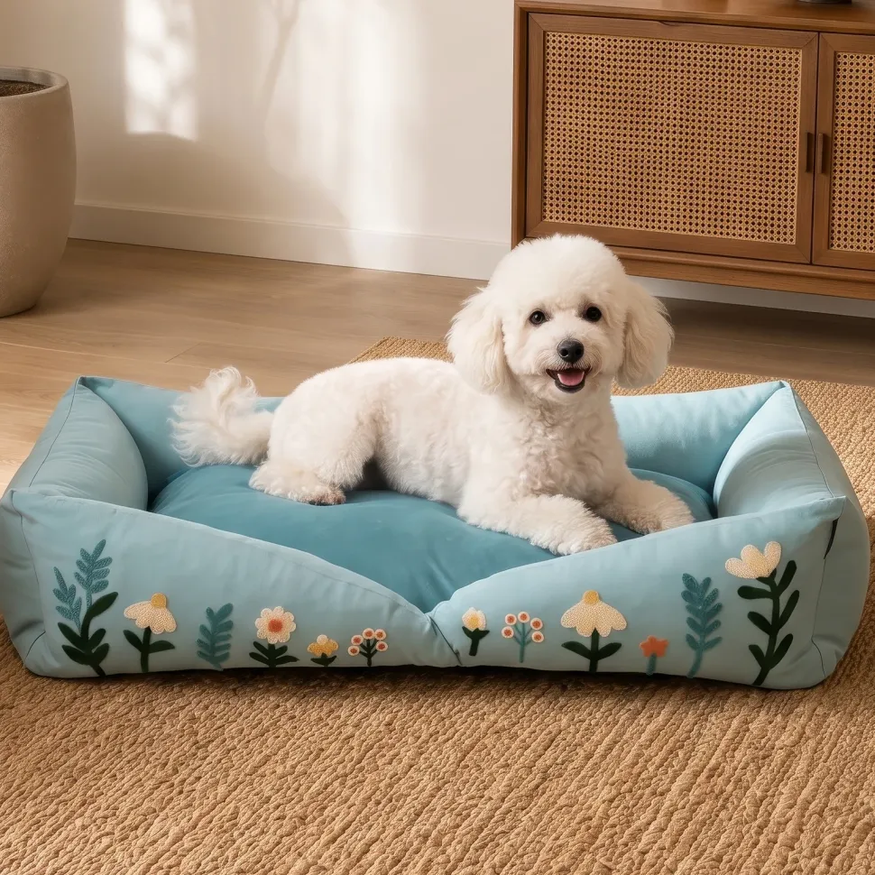 HUFT Gardenia Lounger Bed For Dog - Ice Blue