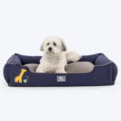 HUFT Giraffe Classic Lounger Bed For Dog - Grey & Navy