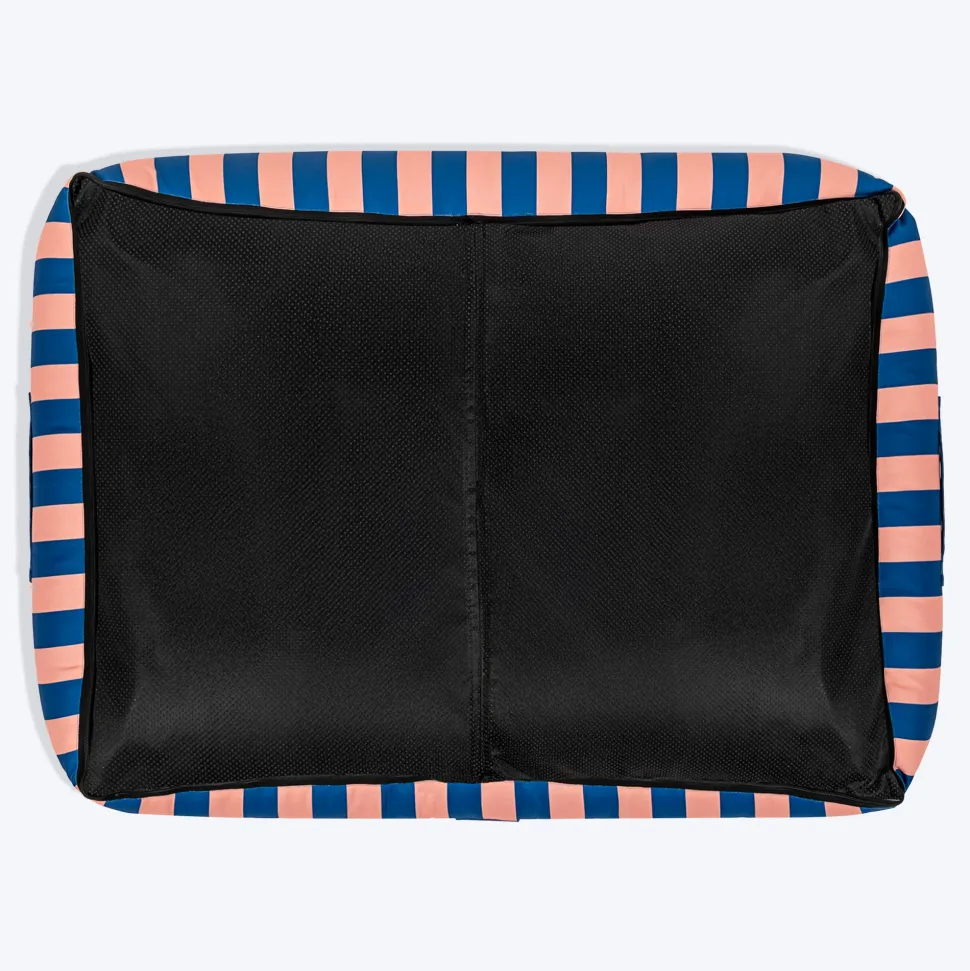 HUFT Happy Stripes Lounger Bed For Dog - Navy & Peach