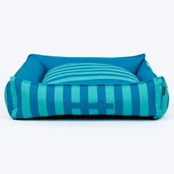HUFT Happy Stripes Lounger Bed For Dog - Blue & Turquoise
