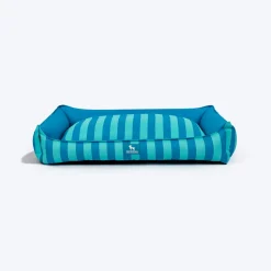 HUFT Happy Stripes Lounger Bed For Dog - Blue & Turquoise