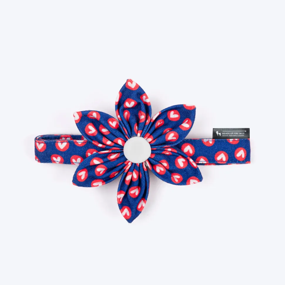 HUFT Heartpop Printed Bow Tie With Strap For Dog - Blue
