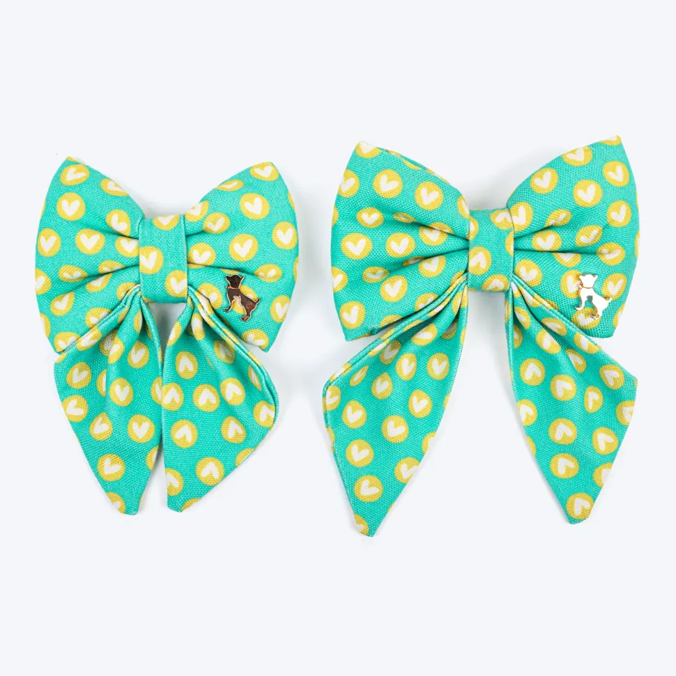 HUFT Heartpop Printed Lady Bow Tie For Dog - Sea Green