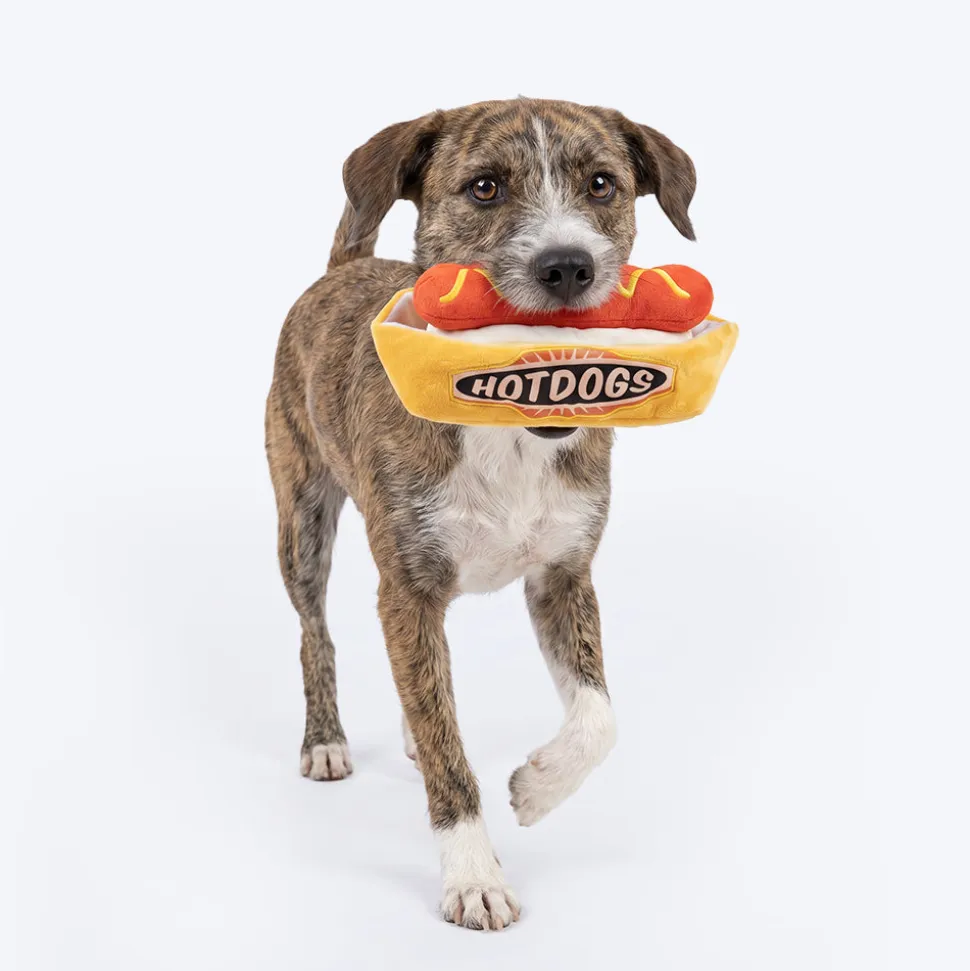 HUFT Hot Dog Plush Toy For Dog - Multicolor