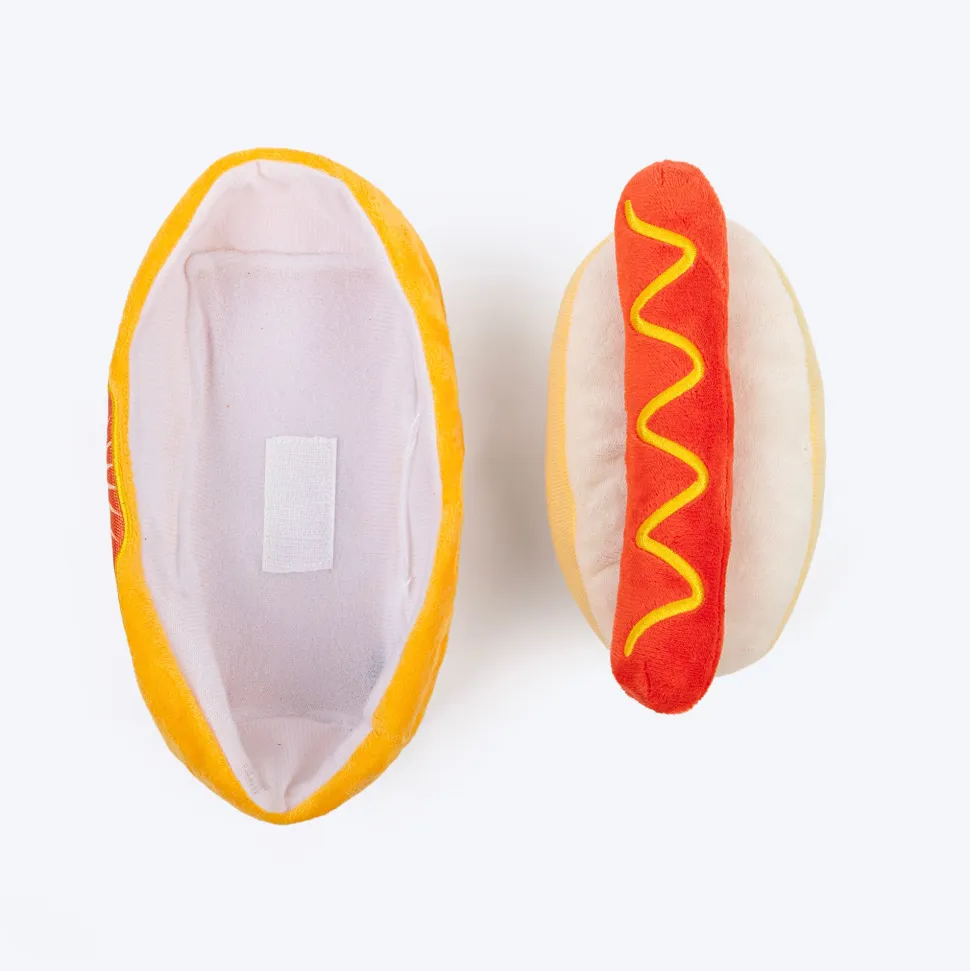 HUFT Hot Dog Plush Toy For Dog - Multicolor