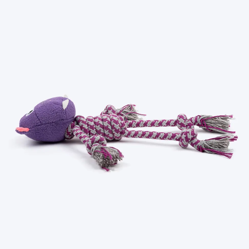 HUFT Hug & Tug Hippo Squeaky Plush Toy For Dog - Purple