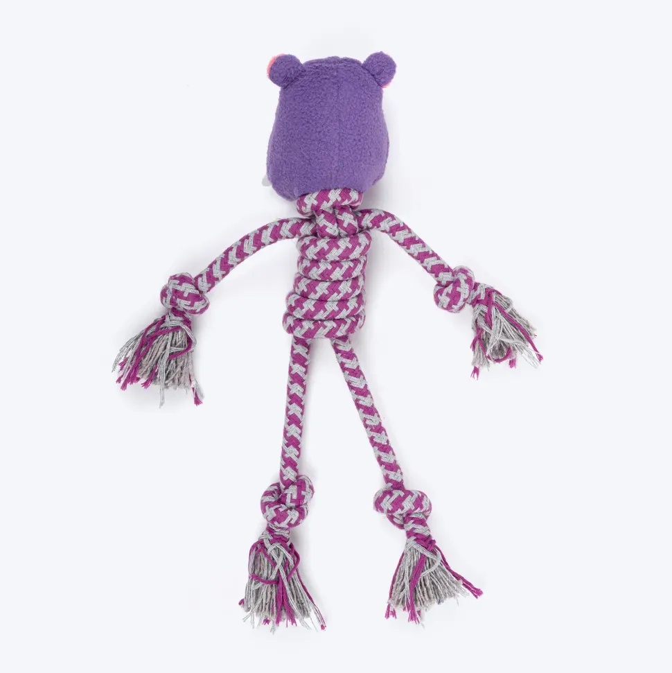 HUFT Hug & Tug Hippo Squeaky Plush Toy For Dog - Purple