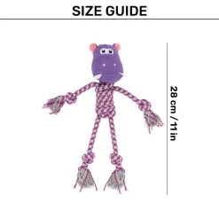 HUFT Hug & Tug Hippo Squeaky Plush Toy For Dog - Purple