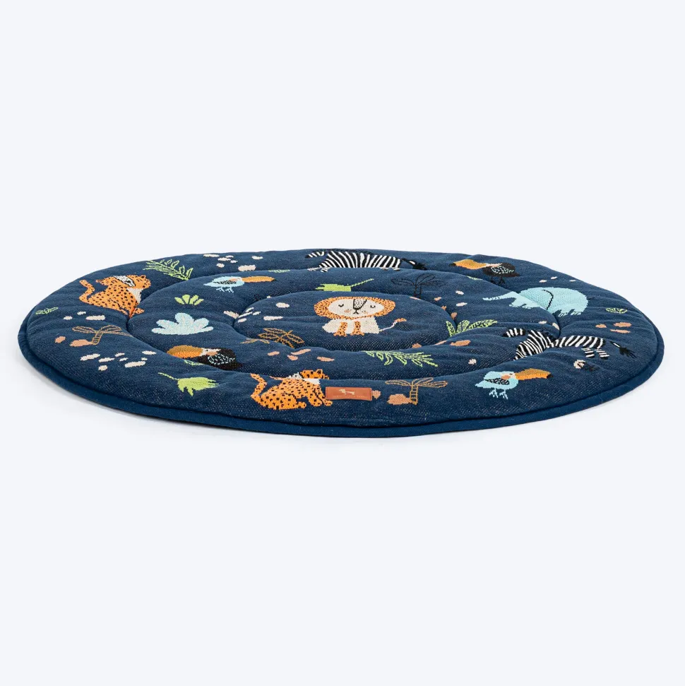 HUFT Jungle Dreams Round Mat For Dog - Blue