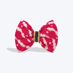 HUFT Leheriya Luxe Bowtie For Dog - Pink - L