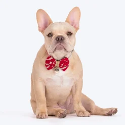 HUFT Leheriya Luxe Bowtie For Small Breed Dog - Pink - S