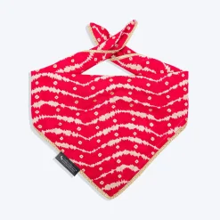 HUFT Leheriya Luxe Knot Bandana For Dog - Pink
