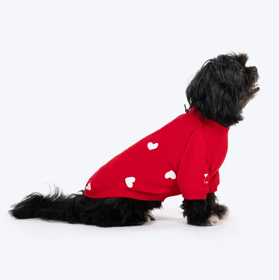 HUFT Lovers Printed T-Shirt For Dog - Red