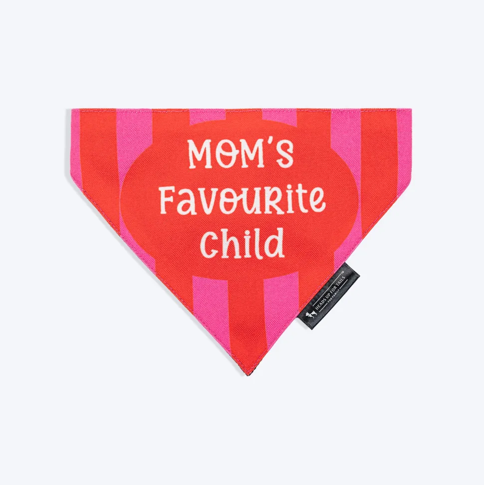 HUFT Mom's Favourite Child Printed Bandana For Dog - Red