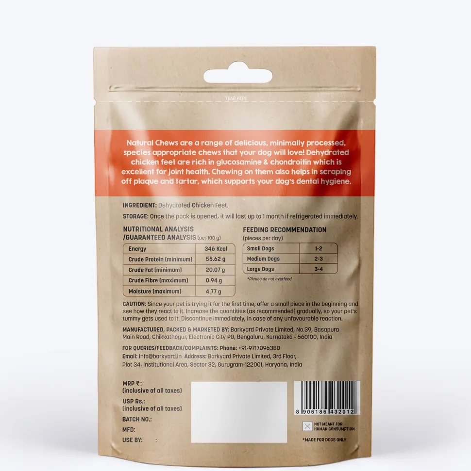 HUFT Natural Chews - Dehydrated Chicken Feet - 80 g - 8 Pcs