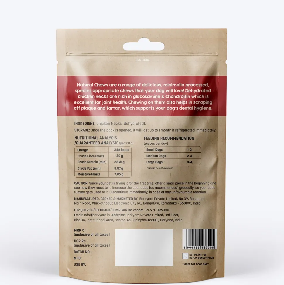 HUFT Natural Chews Doggie Dehydrated Chicken Neck - 70 g