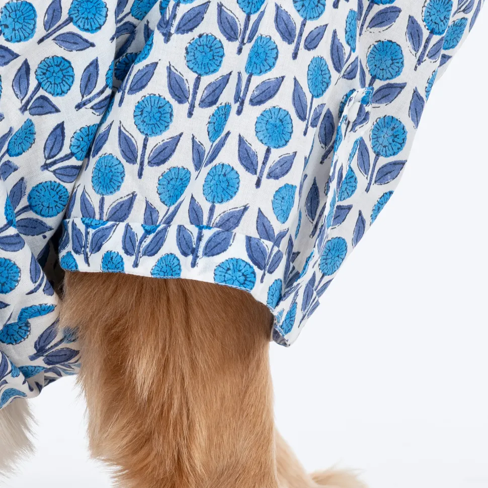 HUFT Pawbloom Kurta For Dog - Blue & White