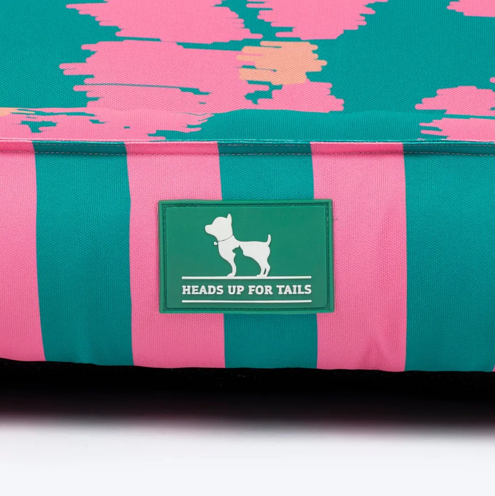 HUFT Pawsome Blossom Lounger Bed For Dog - Green & Pink