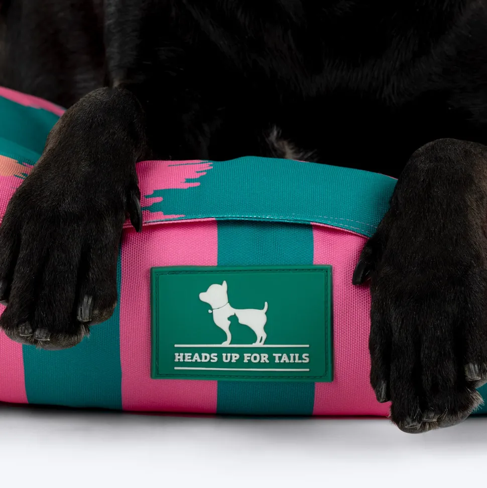 HUFT Pawsome Blossom Lounger Bed For Dog - Green & Pink