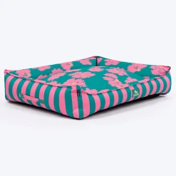 HUFT Pawsome Blossom Lounger Bed For Dog - Green & Pink