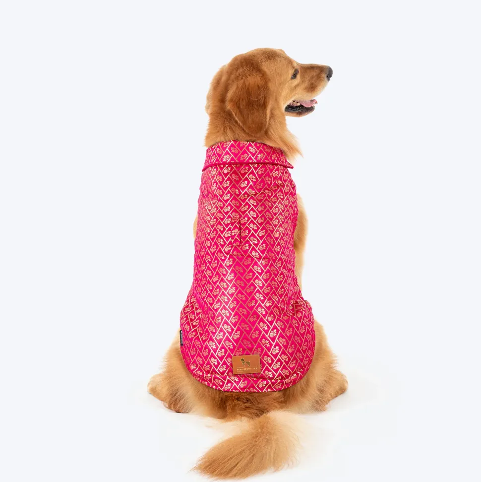 HUFT Petals & Pyaar Brocade Sherwani For Dog & Cat - Rani Pink