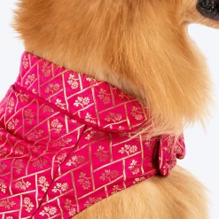 HUFT Petals & Pyaar Brocade Sherwani For Dog & Cat - Rani Pink