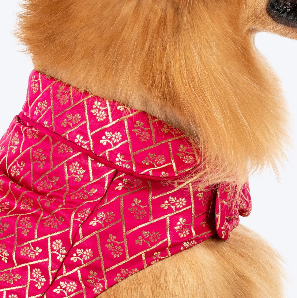 HUFT Petals & Pyaar Brocade Sherwani For Dog & Cat - Rani Pink