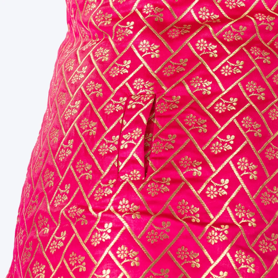 HUFT Petals & Pyaar Brocade Sherwani For Dog & Cat - Rani Pink