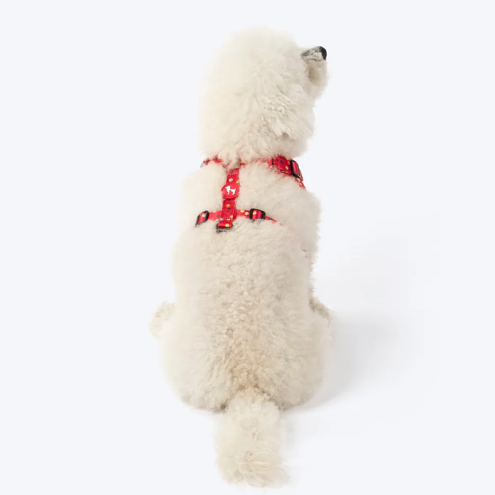 HUFT Polka Play Adjustable Harness For Dog - Red