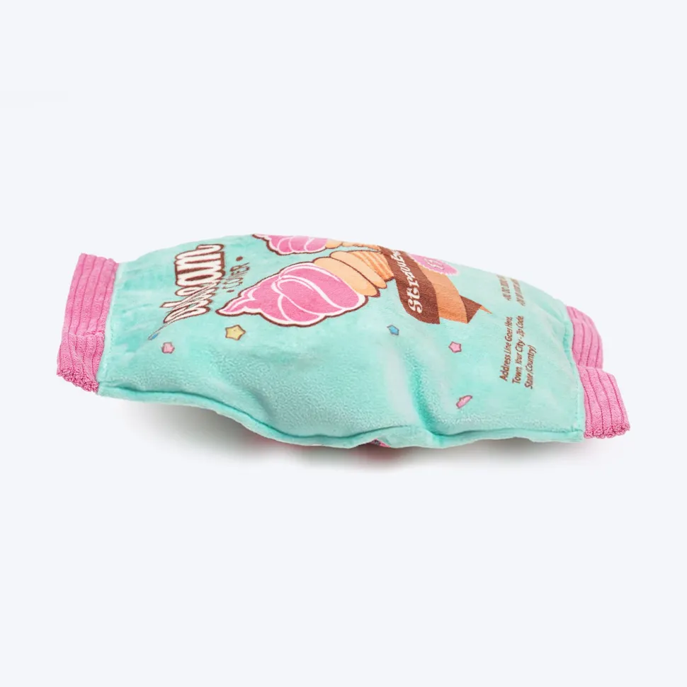 HUFT Pupscoop Crinkly Toy For Dog - Light Turquoise & Pink
