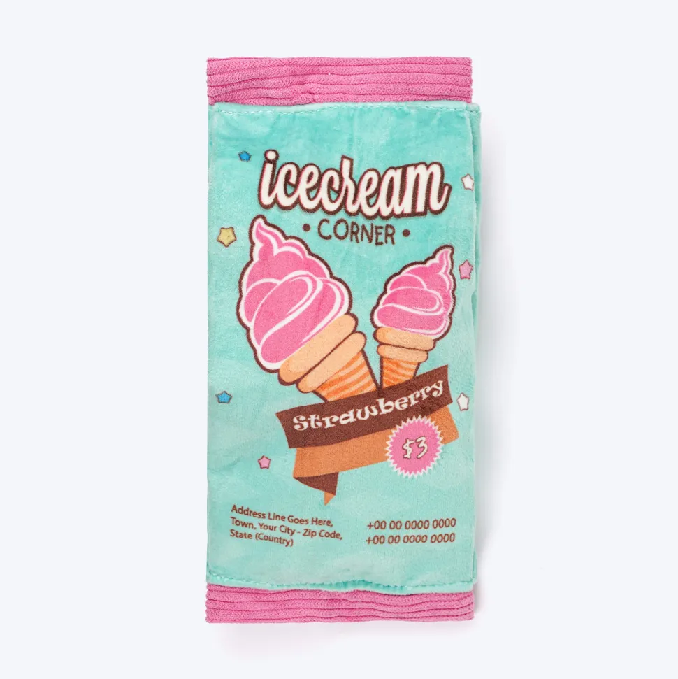 HUFT Pupscoop Crinkly Toy For Dog - Light Turquoise & Pink