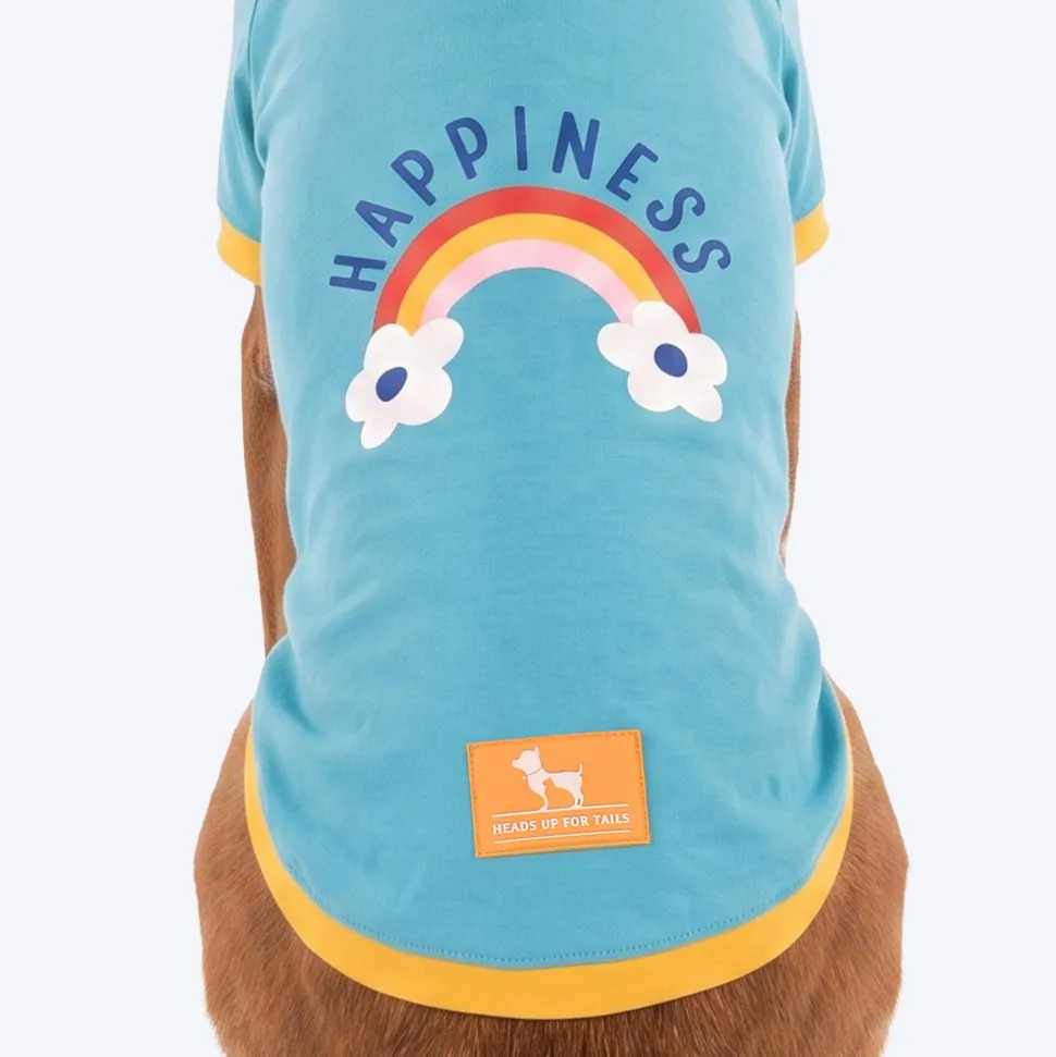 HUFT Rainbow Happiness Printed T-Shirt For Dog - Sky Blue