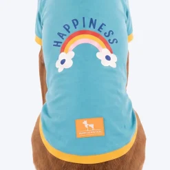 HUFT Rainbow Happiness Printed T-Shirt For Dog - Sky Blue