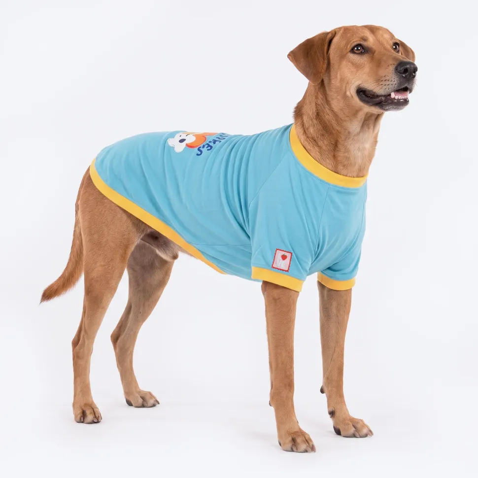 HUFT Rainbow Happiness Printed T-Shirt For Dog - Sky Blue