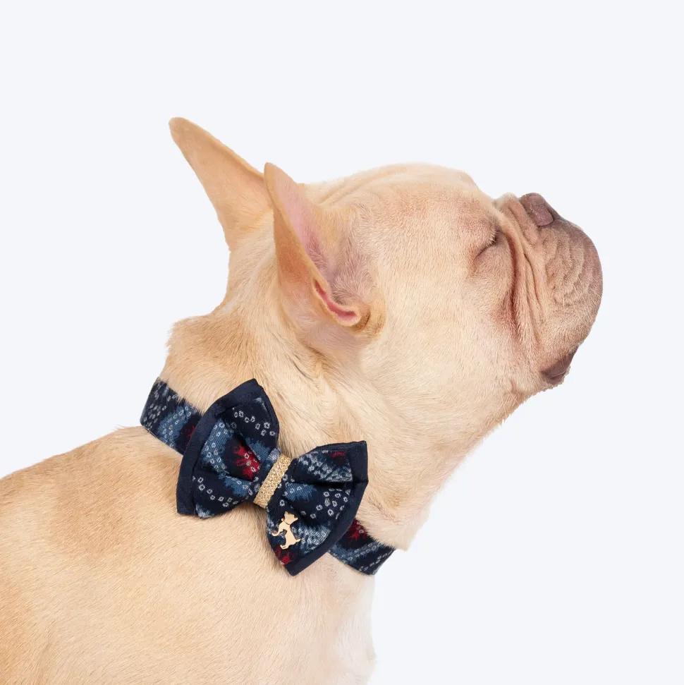 HUFT Rang Riwaz Bow Tie With Strap For Dog - Blue