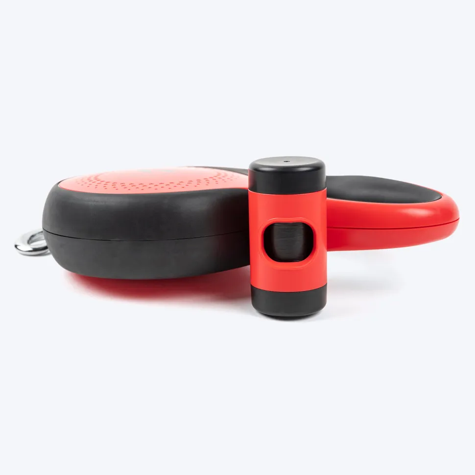 HUFT Retractable Leash With Poop Bag Dispenser For Dog - Red