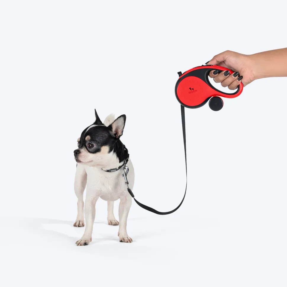 HUFT Retractable Leash With Poop Bag Dispenser For Dog - Red
