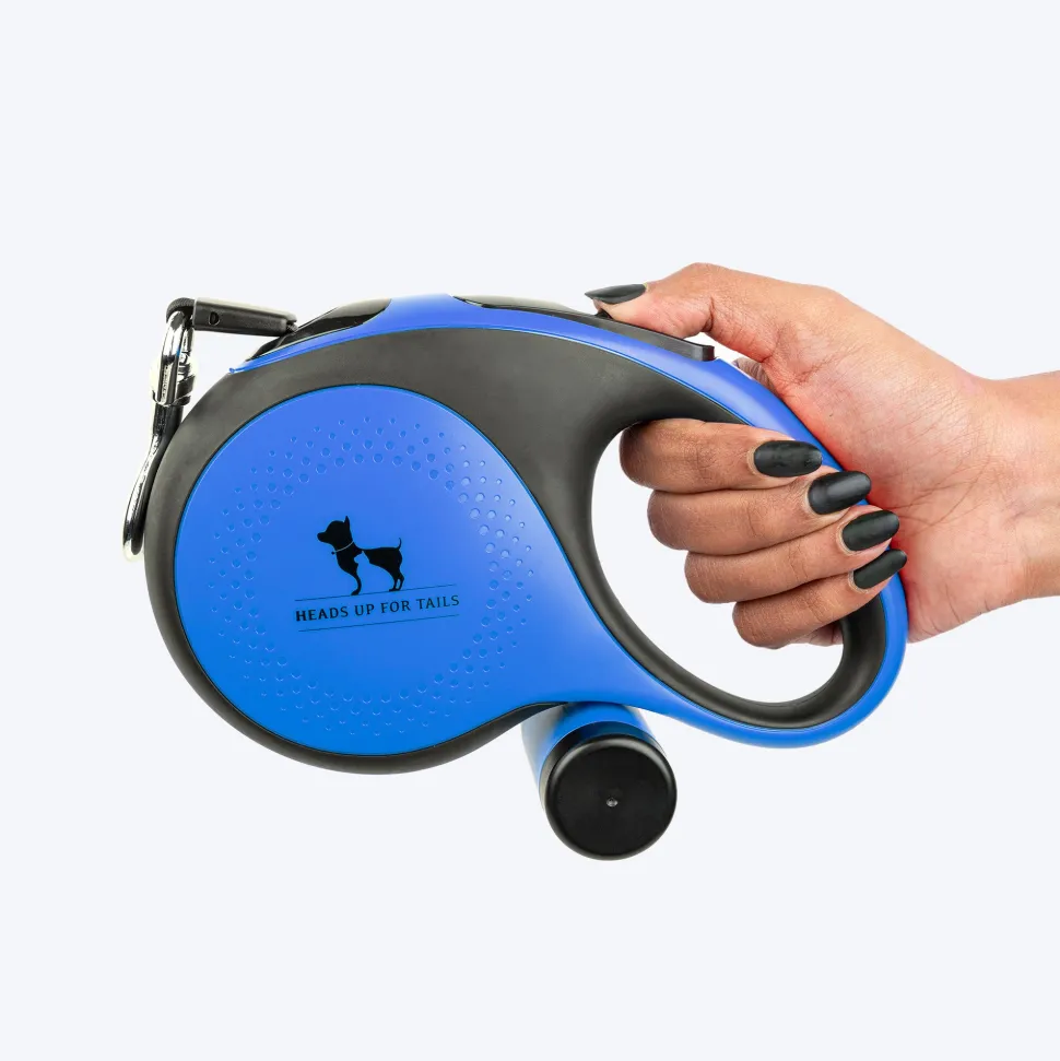 HUFT Retractable Leash With Poop Bag Dispenser For Dog - Blue