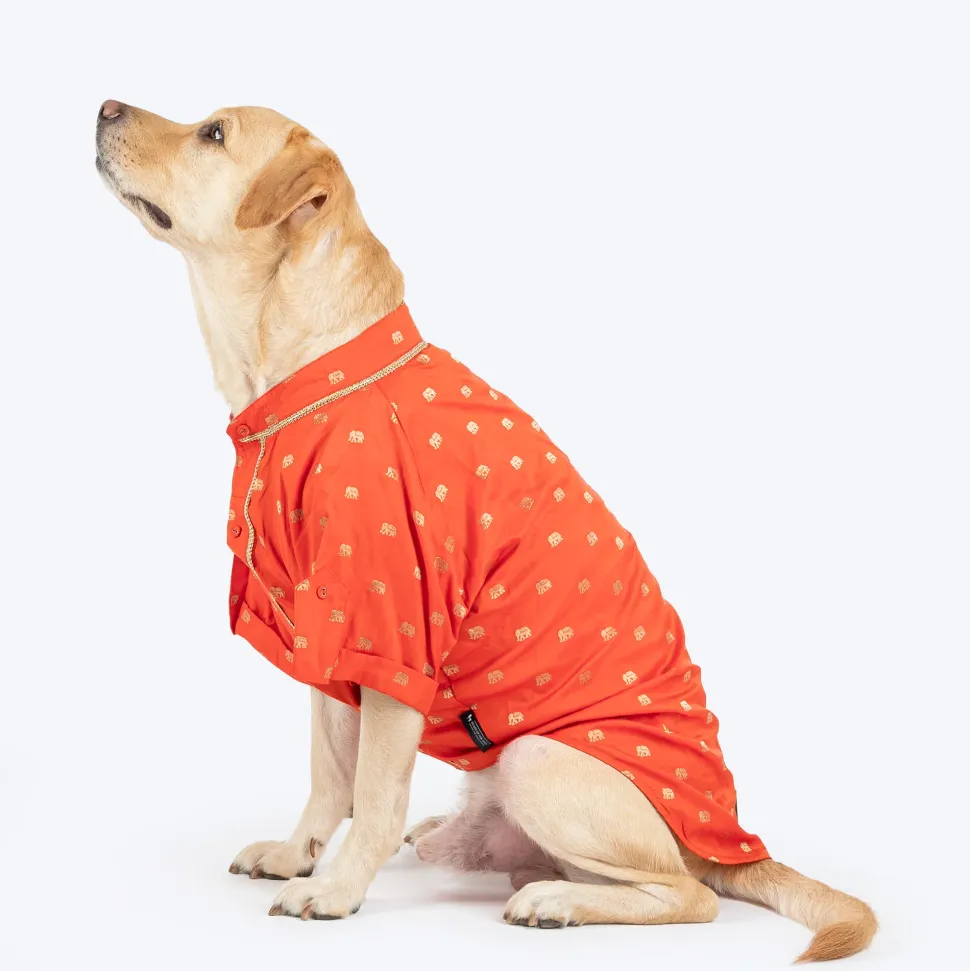 HUFT Royal Elephant Brocade Kurta For Dog & Cat - Orange