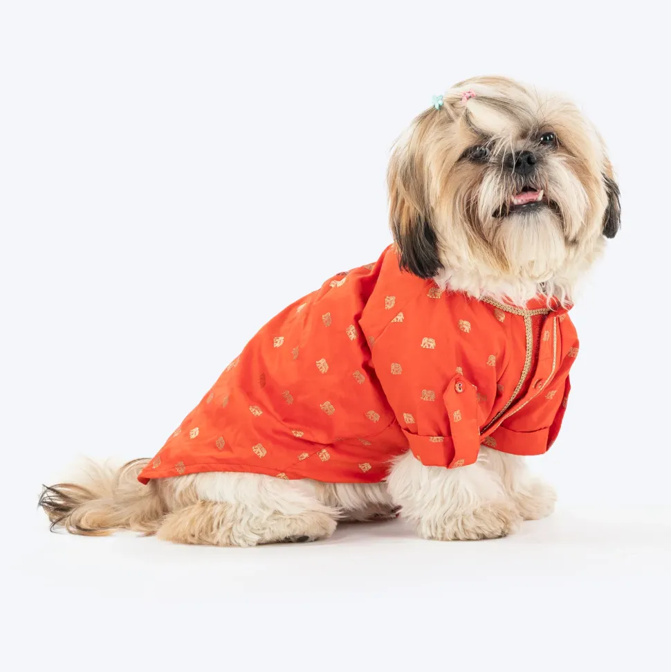 HUFT Royal Elephant Brocade Kurta For Dog & Cat - Orange