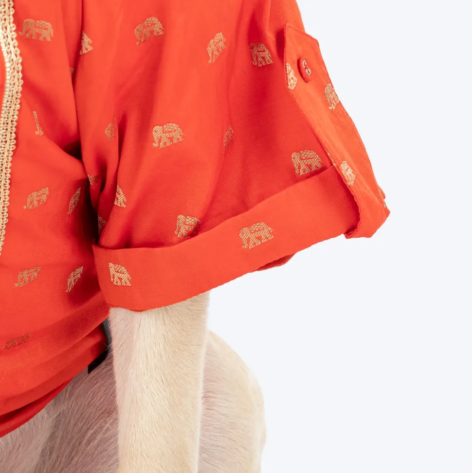 HUFT Royal Elephant Brocade Kurta For Dog & Cat - Orange