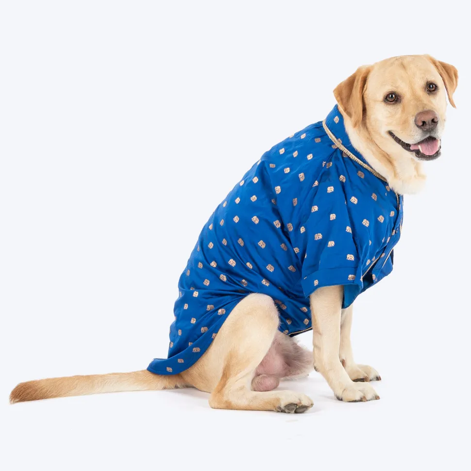 HUFT Royal Elephant Brocade Kurta For Dog & Cat - Navy Blue