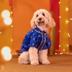 HUFT Royal Elephant Brocade Kurta For Dog & Cat - Navy Blue