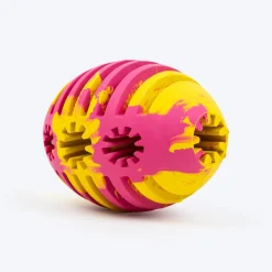 HUFT Ruff Rugby Ball Chew Toy For Dog - Pink & Yellow