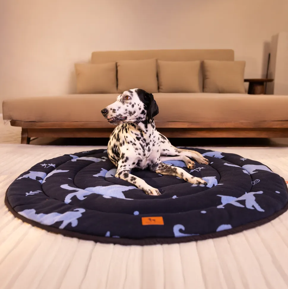 HUFT Shadow Tails Round Mat For Dog - Blue
