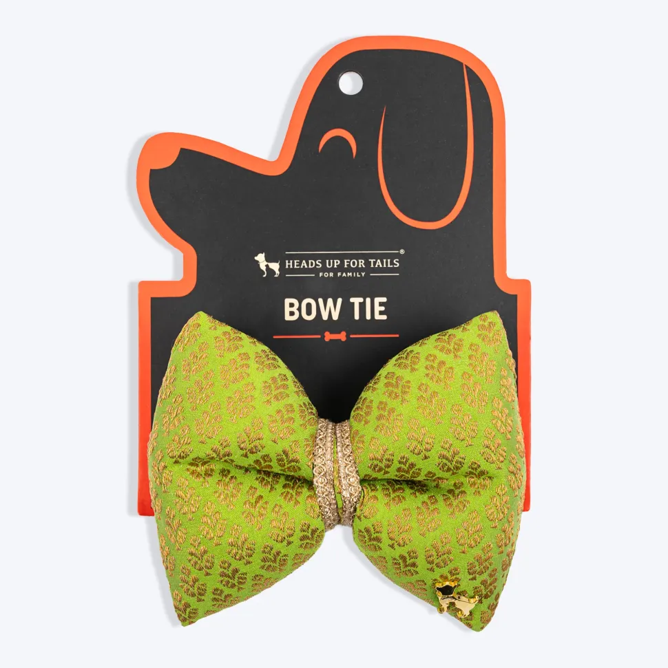 HUFT Shahi Brocade Bow Tie For Dog - Lime Green