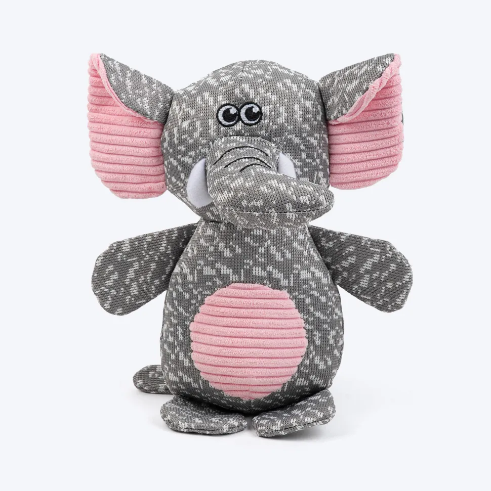 HUFT Squeaky Snugglephant Plush Toy For Dog - Grey