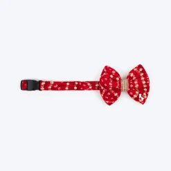 HUFT Super Sitara Bow Tie With Strap For Dog - Red