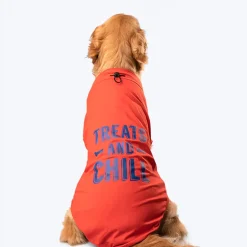 HUFT Treats And Chill T-Shirt For Dog - Deep Coral